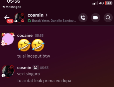 cosmin threatening to leak